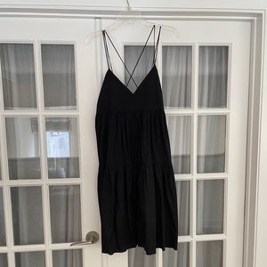 Zara Black Cotton Sleeveless Crossback Dress
